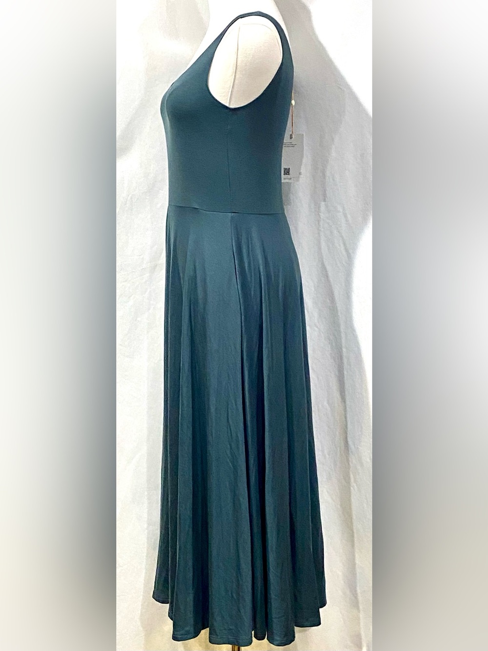 Quince Tencel Jersey Fit & Flare Midi Dress Dark Olive, New With Tags Sz. M - Picture 4 of 9